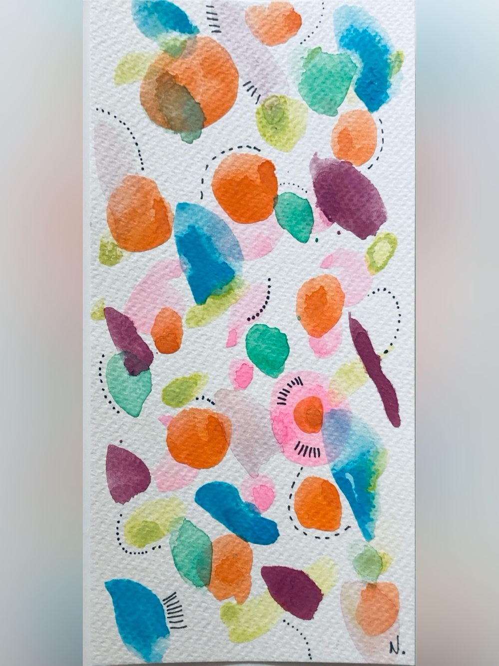 Abstract Watercolor Dot Study - Bright Multicolor